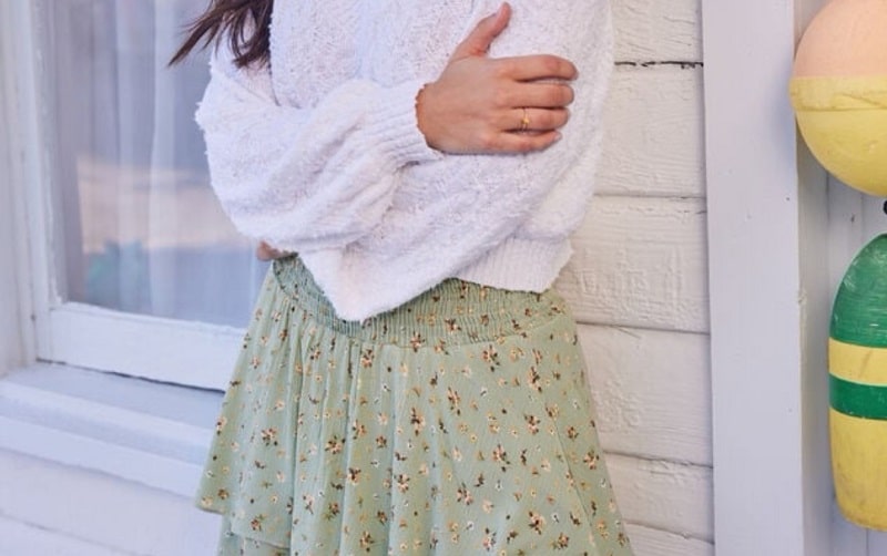 cardigan with mini skirt